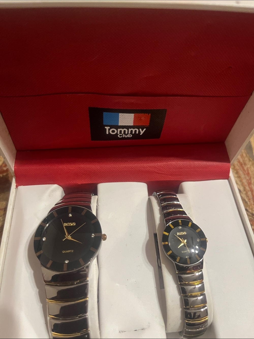 Tommy Hilfiger Black and Gold Two-Piece Men's Watch Set